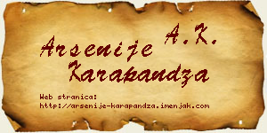 Arsenije Karapandža vizit kartica